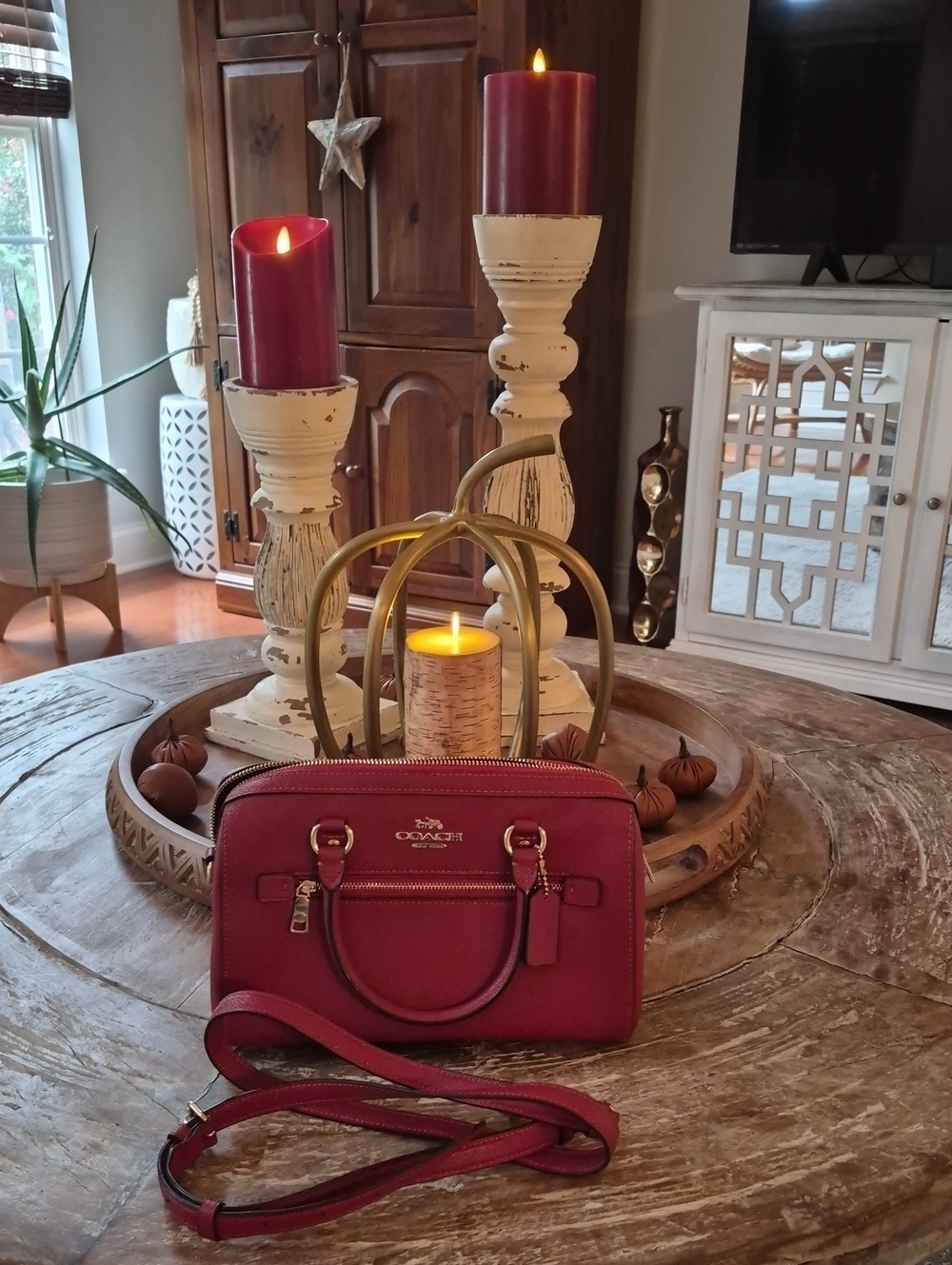 Coach Wine Red Leather Satchel with Removable Strap